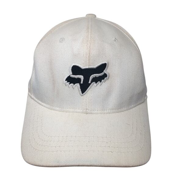 Fox Fitted Hat White Large Embroidered Logo 6 Panel Vent Holes Outdoor - Picture 1 of 9